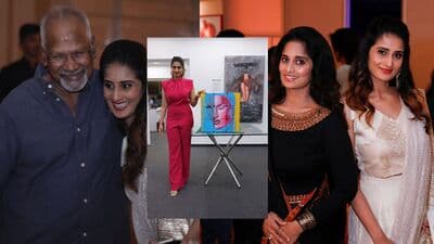 Filmmaker Mani Ratnam and Music Director A R Rahman visit Actress Shamlee solo art show SHE
