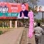 Political hoardings dot the Jhansi skyscape in the run-up to polling day.