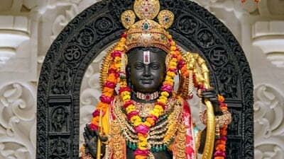 A glimpse of Ram Lalla idol at Ram Janmabhoomi Temple in Ayodhya. (ANI Photo)